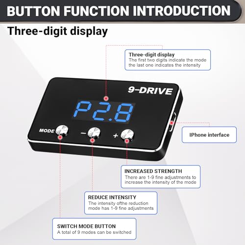 Throttle Response Controller 9 Drive Mode, 9 Drive Throttle Controller Automotive Electronic Acceleration Controller Compatible with Dodge Challenger Ram Cherokee KK Wrangler JK Maserati Ghibli