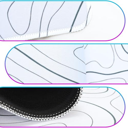Mouse Pad Gaming Mousepad, 31.5 x 11.8in Large Desk Mat Keyboard Pads Extend Long XL Mouse Mat with Non-Slip Base Desk Accessories for Home Office Keyboard Mouse (White Topographic) - color: White Topographic