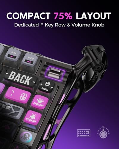GravaStar Mercury K1 Pro Wireless Mechanical Gaming Keyboard, 75% Layout RGB Custom Keyboard, Electroplated Glossy Frame, Hot-Swappable Linear Switches【Cyberpunk Edition】 - color: Cyberpunk