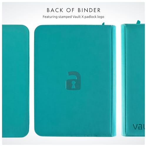 Vault X 4 Pocket Zip Trading Card Binder 160 Cards Exo-Tec (Teal) | Holds 160 standard-size TCG cards in 20 side-loading 4-pocket pages. Padded, water-resistant Exo-Tec cover. - color: Teal