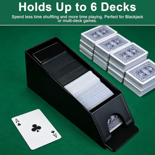 Abaodam Blackjack Shoe, 6 Deck Card Dealing Shoe, Manual Poker Card Dispenser for Tabletop Games Accessory, Home Family Game Night (Black)
