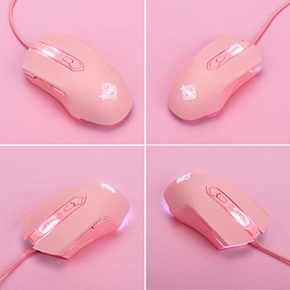 Lomiluskr AJ52 RGB Wired Gaming Mouse, 7 Programmable Buttons, Computer Mice with RGB Lighting, 200-4800 DPI Adjustable, for PC/Laptop (Pink) - color: Pink