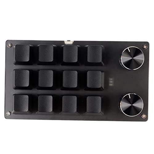 Yoidesu One Handed Macro Mechanical Keyboard, Gaming Keypad Fully Programmable Keys Red Switches, DIY Programmable Shortcut Custom USB Mini Keypad for Desktop PC (12 Keys)