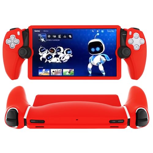 Controller Silicone Cover Controller Skin Split Protective Sleeve for PS5 PlayStation Portal Handheld Game Console Soft Rubber Case (Red) - color: Red