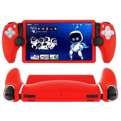 Controller Silicone Cover Controller Skin Split Protective Sleeve for PS5 PlayStation Portal Handheld Game Console Soft Rubber Case (Red) - color: Red