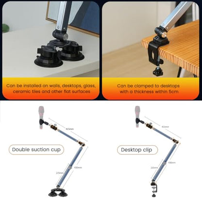 Microphone Boom Arm, 360°Rotatable Adjustable & Foldable Desk Microphone Arm Stand with 3/8"Adapters, Sturdy Aluminum Alloy Mic Arm for Podcast, Video, Gaming, Meeting,Studio (Clip-On) - style: Clip-On