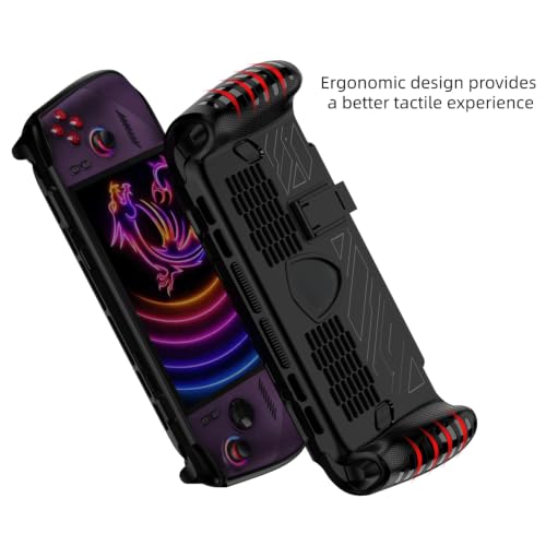 Protective Cover Case for MSI Claw 8 EX AI+ Gaming Handheld Console with Stand Base, Ergonomic Grip Cover Shockproof TPU Protective Sleeve for MSI Claw 8 EX AI+ Accessories