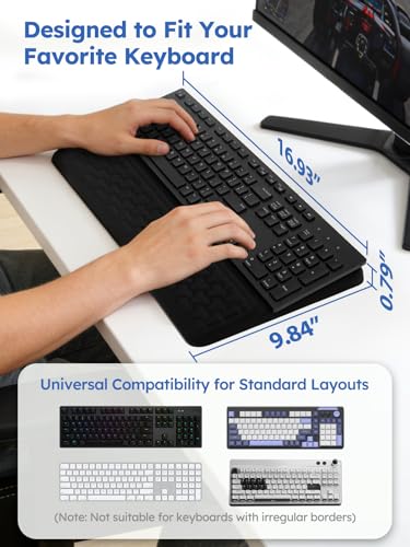 Cirhy 2-in-1 Ergonomic Keyboard Stand and Wrist Rest, Memory Foam, Black | 12.5 and 3 Degree Angle Support, Memory Foam Wrist Cushion, Non-Slip Silicone Base, for Typing, Gaming, Office and Study