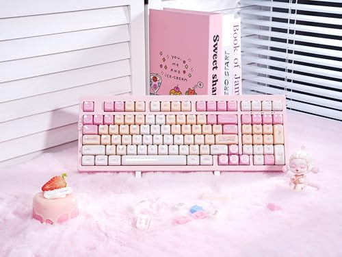 ZORNHER ZH980 Pink Mechanical Keyboard,95% Cat Keyboard Cute,Kawaii Kitty Keycaps,Pink Gaming Keyboard with Number Pad,Jelly Ceramic Keycap,Creamy Sounding Switches - color: Ceramic Kitty, size: Creamy Switch