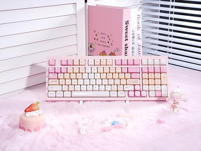 ZORNHER ZH980 Pink Mechanical Keyboard,95% Cat Keyboard Cute,Kawaii Kitty Keycaps,Pink Gaming Keyboard with Number Pad,Jelly Ceramic Keycap,Creamy Sounding Switches - color: Ceramic Kitty, size: Creamy Switch