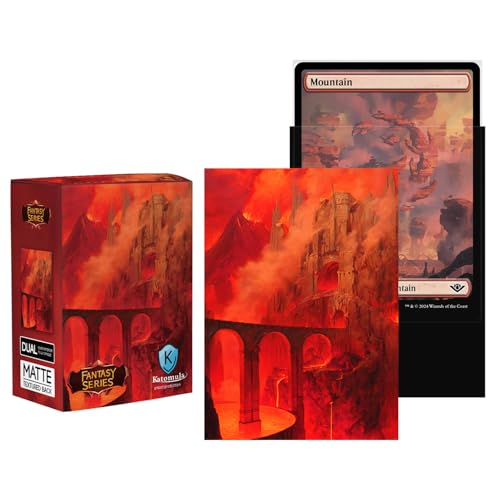 Katomula 100 MTG Card Sleeves with 100 Inner Sleeve, Textured Back Art Sleeves, Fit Standard Size Cards - Moutain - color: Moutain