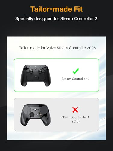 Grip Case for 2026 Steam Controller 2 Accessories, Protective Cover Shell Silicone Skin, Black