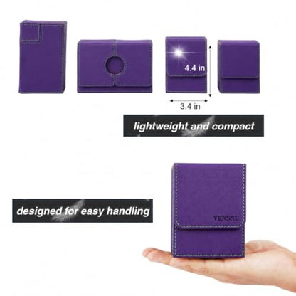 MTG Deck Box with Commander Display, Fits TCG Cards (Purple＆Green) | Holds 120 Single/100 Double-Sleeved Cards, Fit MTG/PTCG/OPTCG Cards, Strong Magnet, PU Leather, With 2 Dividers & 1 Toploader - color: Purple&Green