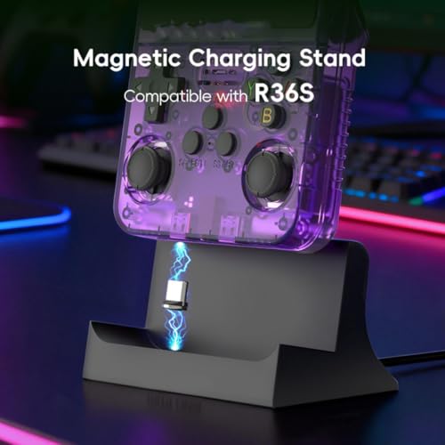 R36S Charging Dock for R36S Handheld Game Console Type-C Magnetic Charging Anti Slip Stand Desktop Charger Cradle Base Station Game Accessories