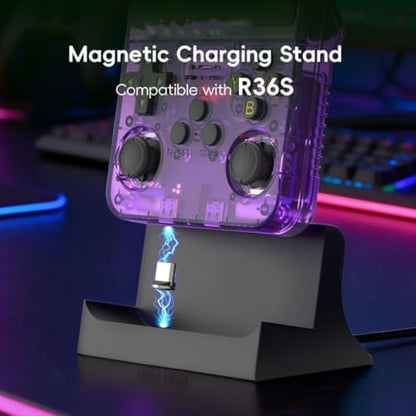 R36S Charging Dock for R36S Handheld Game Console Type-C Magnetic Charging Anti Slip Stand Desktop Charger Cradle Base Station Game Accessories