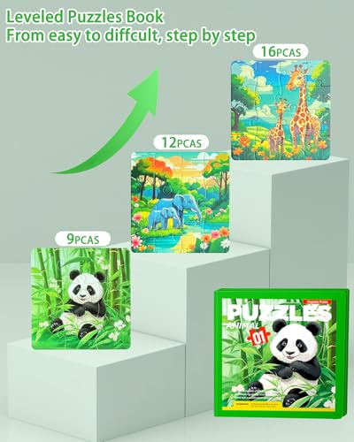 Magnetic Puzzles for Toddlers, Animal Forest Travel Puzzles Games for Kids Ages 3-5, Car Activities Toy for Boys Girls, Children Learning Magnet Gift for Road Trip (Forest) - style: Animal Forest(9+12+16)