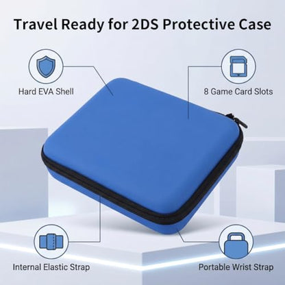 ASHATA Game Card Case for 2DS Console, Hard Shell Carrying Case Pouch with 8 Game Card Holders, Blue - color: Blue