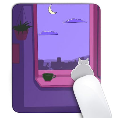 Cute White Cat Square Mouse Pad,Anime Cats Mouse Pads for Wireless Mouse Desk Accessories,10"X8" Travel Mousepad with Non-Slip Rubber Base, Stitched Edge Mouse Pads for Desk,Computers,Laptop,Office - color: S-13
