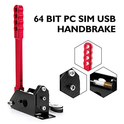 64 Bit USB PC Racing Sim Handbrake,Compatible with Logitech G27 G29 G920 T500 T300 Linear E Brake for Sim Racing Games DiRT Rally 2/4,LFS,Project CARS 2/3,Assetto Corsa ,WRC 7/8/9,Forza Horizon 4/5/6,Fanatecosw PC Windows Hall Sensor with 78 inch USB Cabl