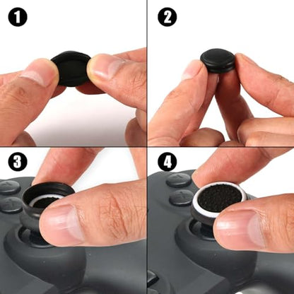 4pcs Thumb Grips, Full Protection Anti-Slip Anti-Scratch Anti-Fingerprint Protective Cover Thumb Joystick Cap Compatible with Xbox Series X/S Xbox One Switch Pro Controller(Black) - color: black