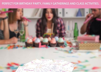 Birthday Party Card Games, Pink Bow Disco Ball Themed Who Knows The Birthday Girl Best Game Cards, Fun Sleepover Party Game For Kids Adults, Fun Girls Night Activities Supplies, 05 - color: Who Knows The Birthday Girl Best