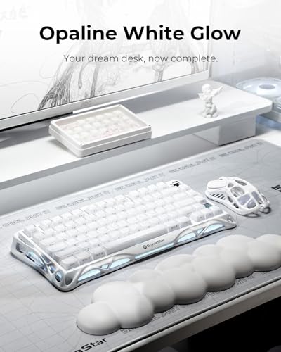 GravaStar Mercury K1 75% Wireless Mechanical Gaming Keyboard RGB Backlit | Gasket Mount, Hot Swappable Linear Switches, Creamy Sound Keyboard, 2.4GHz/USB-C/Bluetooth 5.0, for Win/Mac【Opaline White】 - color: Opaline White