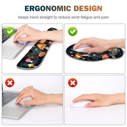Gaming Mouse Pad, Large Desk Mat Cute Desk Pad Protector, 4in1 XXL Mousepad | + Keyboard Wrist Rest+Mouse Wrist Rest+Coaster Set with Ergonomic Desk Pad for Home Office Table Computer, Lovely Mushroom - color: Lovely Mushroom