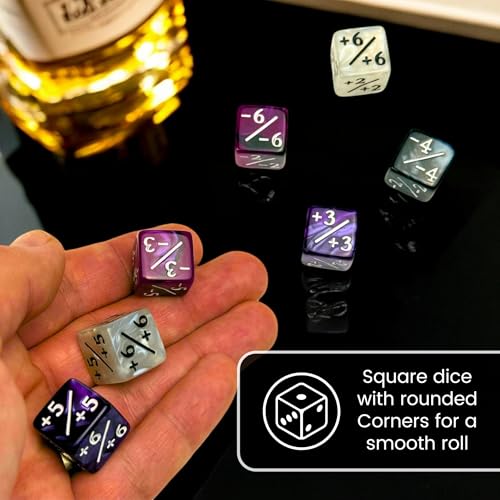Luck Lab MTG Magic Life Counter Dice, 48 PCS - Compatible w/Magic Card Game Accessories, CCG Creature Stats w/ 2 Dice Bags (Purple Pearl, Purple Swirl, White Pearl, Black Pearl) - color: Purple Pearl, Purple Swirl, White Pearl, Black Pearl