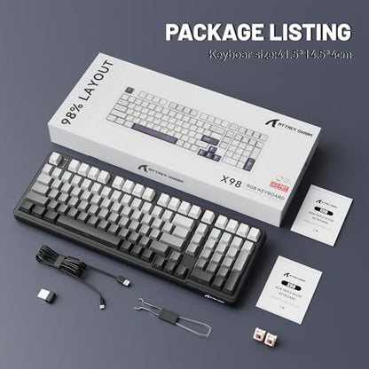 ATTACK SHARK X98 Wireless Mechanical Keyboard,RGB Backlit,Tri-Mode BT5.0/2.4GHz/USB-C Hot-Swappable,PBT Keycaps,Pre-lubed Linear Switches Computer Gaming Keyboard for PC/Tablet/PS5/Xbox - color: Moonlight