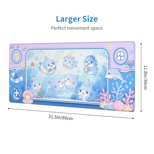 Fish Gaming Mouse Pad Extended Large Mouse Mat 31.5 X 11.8 Inch Nonslip Rubber Base Long Desk Pad Stitched Edges Mousepad Mice Pad for Office Home Game - color: Fish