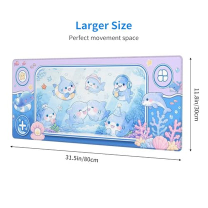 Fish Gaming Mouse Pad Extended Large Mouse Mat 31.5 X 11.8 Inch Nonslip Rubber Base Long Desk Pad Stitched Edges Mousepad Mice Pad for Office Home Game - color: Fish