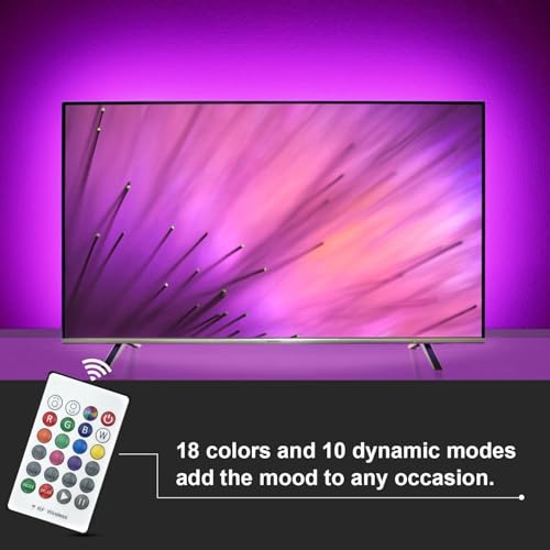 HAMLITE USB TV Bias Lighting 6500K True White for 50-55inch TV, 11.5ft LED Lighting fixtures for Indoor and Outdoor Lighting Applications Covers 4 Sides of 50-55 Inch TV, TV Light with RF Remote - size: 50-55" TV