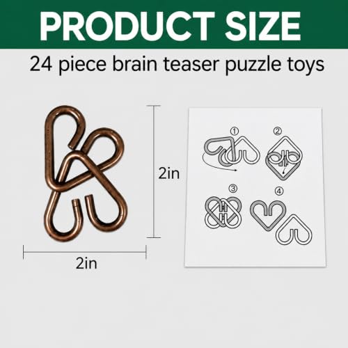 24 Pcs Brain Teaser Puzzles for Kids Teens Adults - Metal Puzzles 3D Puzzle Game Toys for Adults Teens Kids - Metal Unlock Interlocking Puzzle Adult IQ Education Smart Toys