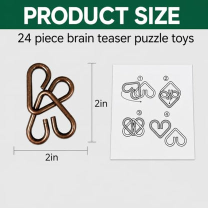 24 Pcs Brain Teaser Puzzles for Kids Teens Adults - Metal Puzzles 3D Puzzle Game Toys for Adults Teens Kids - Metal Unlock Interlocking Puzzle Adult IQ Education Smart Toys