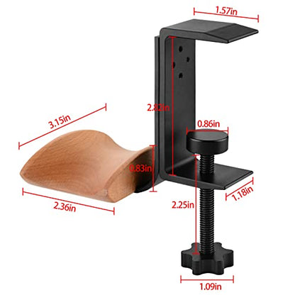 Linkidea Headphone Stand Hanger Compatible with Apple AirPods Max, Wooden Headset Holder Clamp Mount, Under Desk Headphone Hook Rack for Gaming Headphones, Office Desk & Table (Beech)