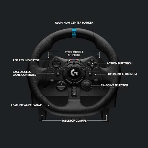 Logitech G923 Racing Wheel and Pedals, TRUEFORCE Force Feedback + Logitech G Driving Force Shifter - Real Leather, For PS5, PS4, PC, Mac - Black - style: Playstation|PC