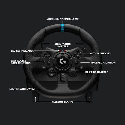 Logitech G923 Racing Wheel and Pedals, TRUEFORCE Force Feedback + Logitech G Driving Force Shifter - Real Leather, For PS5, PS4, PC, Mac - Black - style: Playstation|PC