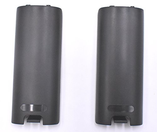 2 Pack of Replacement Battery Back Door Cover Shell for Nintendo Wii Remote Controller (Black) - color: Black