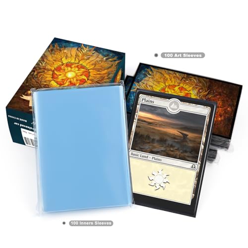 Katomula 100 MTG Card Sleeves with 100 Inner Sleeves, Textured Back Art, Fit Standard Size Cards - Plains - color: Plains