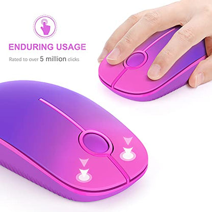 VssoPlor Wireless Mouse, 2.4G Slim Portable Computer Laptop Mouse with Nano Receiver Quiet Silent Optical Mice for Notebook, PC, Laptop, Computer-Gradient Purple - color: Gradient Purple
