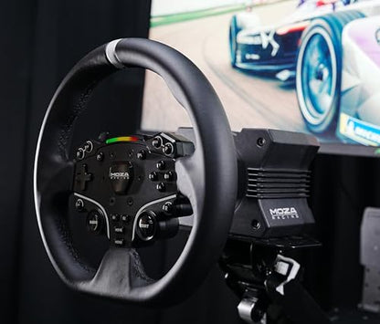 MOZA R5 Bundle Kit Racing Simulator 5.5Nm Direct Drive Wheelbase,Unbeatable Rigid & Durable 11-Inch ES Racing Wheel SR-P Lite Dual Pedal and Desk Clamp All-in-One