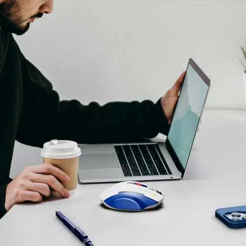 Uineer Wireless Mouse, 2.4GHz Rechargeable Computer Mouse, Battery Display | Stable 2.4GHz USB-A connection, rechargeable battery display and 4 adjustable DPI levels. - color: BLUE and White