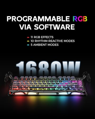 GravaStar Mercury K1 Pro Wireless Mechanical Gaming Keyboard, 75% Layout RGB Custom Keyboard, Electroplated Glossy Frame, Hot-Swappable Linear Switches【Cyberpunk Edition】 - color: Cyberpunk
