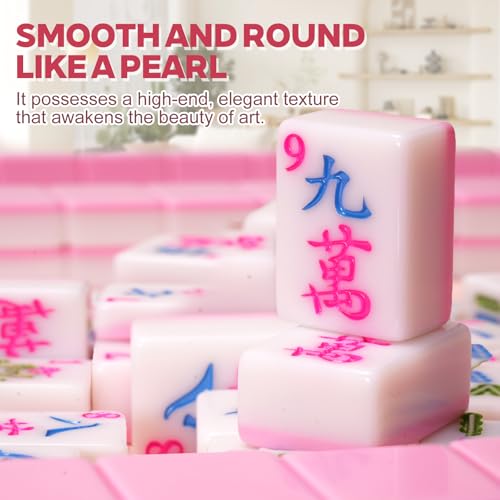 1.2-inch Premium Pink American Mahjong Tile Set. Made of Durable and Sturdy Melamine. Perfect for Multiplayer Games, on-the-go Gaming, and Playing with Family and Friends.（Pink） - color: Pink