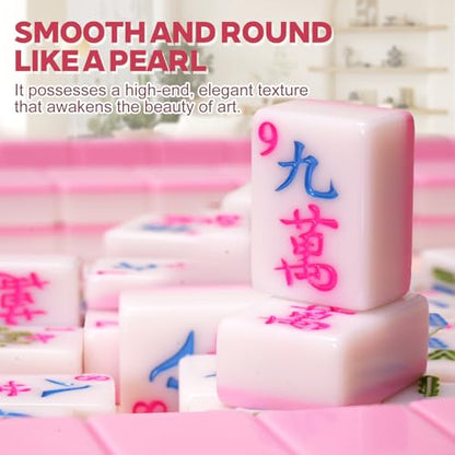 1.2-inch Premium Pink American Mahjong Tile Set. Made of Durable and Sturdy Melamine. Perfect for Multiplayer Games, on-the-go Gaming, and Playing with Family and Friends.（Pink） - color: Pink