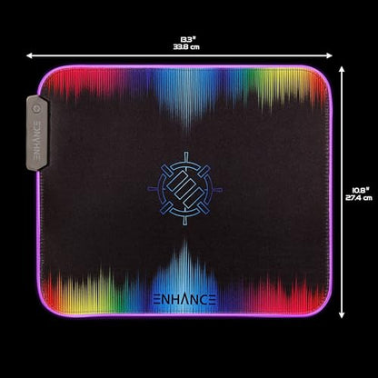 ENHANCE Small Mouse Pad with LED Lighting (13.3 X 10.8 inches) - Gaming Mouse Pad Desk Mat with 7 Color Options, 3 Lighting Effects, Smart Control Button, Non-Slip Rubber Grip - Multicolor - color: Multicolor and Black