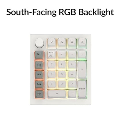 Keychron Q0 Max Wireless Custom Mechanical Numpad, 2.4 GHz/Bluetooth 5.1/Wired QMK Number Pad, RGB Hot-Swappable with Gateron Banana Switch for Laptop Mac Windows Linux - White - color: Gateron Jupiter Banana Switch-White
