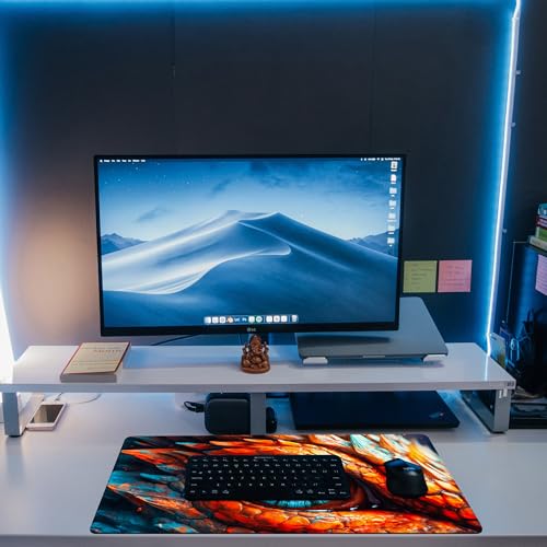 Large Gaming Mouse Pad for Desk, Dragon Blue Eyes Desk Mat, Dragon Eyes Desk Pad, 31.5"x15.7" Extended Big Computer Keyboard Mouse Pad with Non-Slip Base and Stitched Edge - color: Dragon Blue Eyes