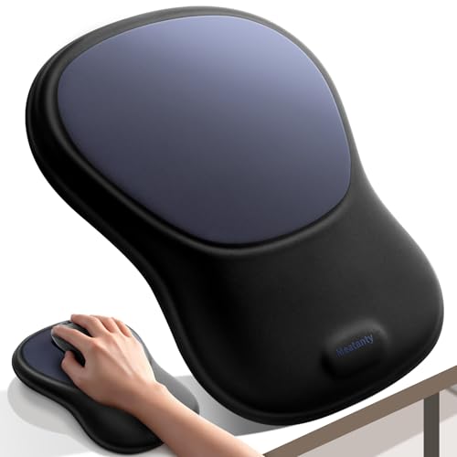meatanty Mouse Pad with Wrist Rest, Ergonomic Mouse Wrist Support, Desk Mouse Mat Computer Accessories, Soft Memory Foam Palm Hand Pain Relief, Non-Slip Laptop Cushion, Office Home Gaming Black Blue - color: Black and Dark Blue
