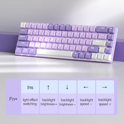 MageGee Portable 60% Mechanical Gaming Keyboard, MK-Box LED White Backlit Compact 68 Keys Mini Wired Office Keyboard with Red Switch for Windows Laptop PC Mac - Violets - color: Violet/Red Switch